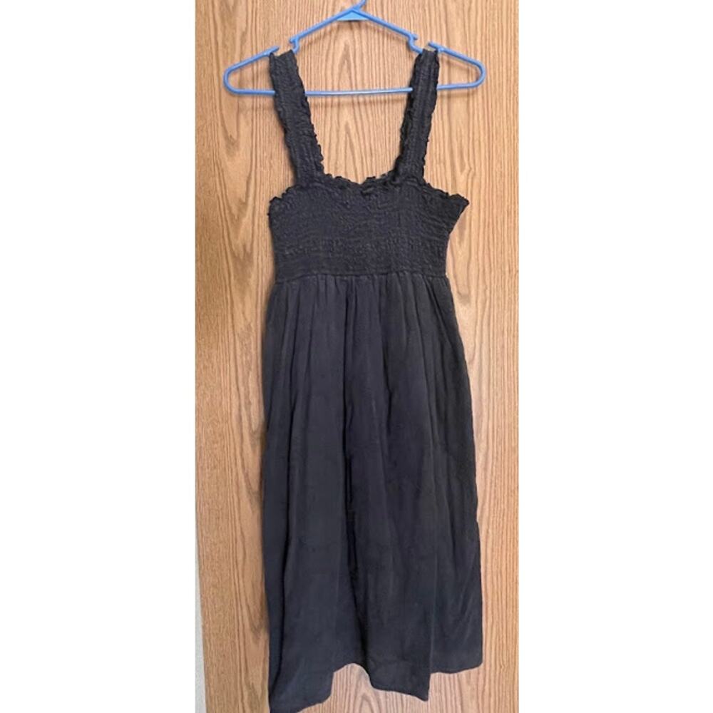 Sonoma Black Smocked Midi Dress Tank Strap Casual Summer Sundress Size M - Picture 3 of 4